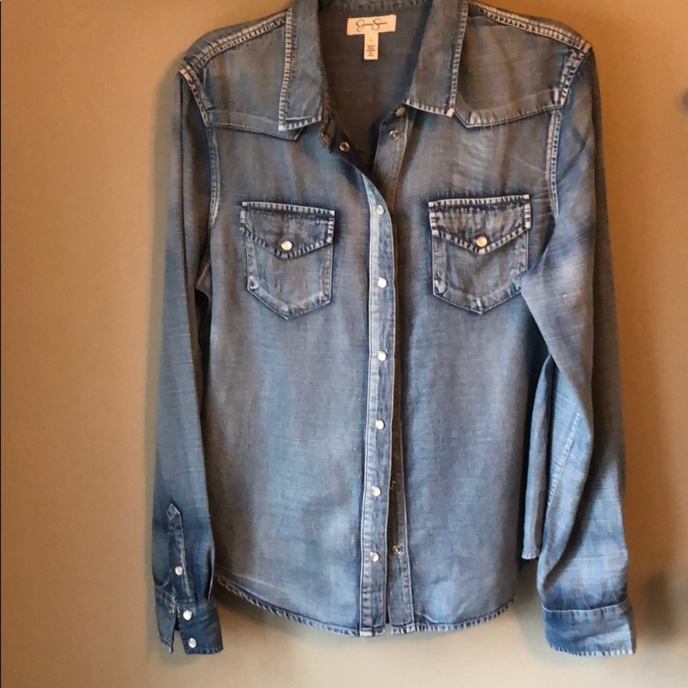 Jessica Simpson denim button front shirt large.